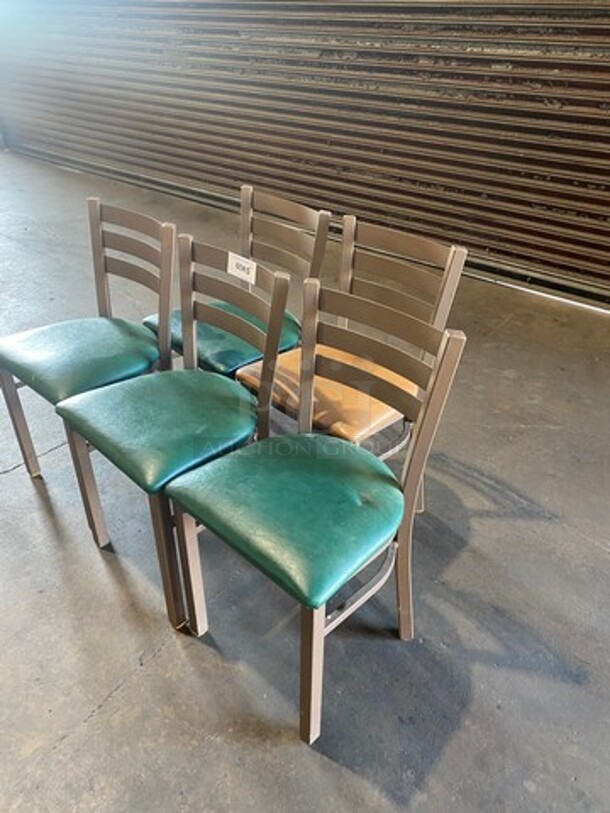 Green Cushioned Chairs! With Brown Metal Body! 5x Your Bid! - Image 2 of 6