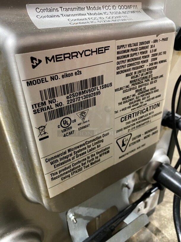 NICE! LATE MODEL! Merrychef Commercial Countertop Rapid Cook Turbo Oven! MODEL EIKONE2S SN:2207213092895 208 240V 1PH - Image 5 of 8