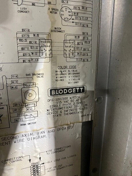NICE! Blodgett Commercial Natural Gas Powered Double Stacked Convection Oven! All Stainless Steel! With Metal Oven Racks! On Casters! 115V 1 Phase! Model: DFG-100/200 W/COOK! 2X Your Bid, Makes One Unit!  - Image 12 of 12