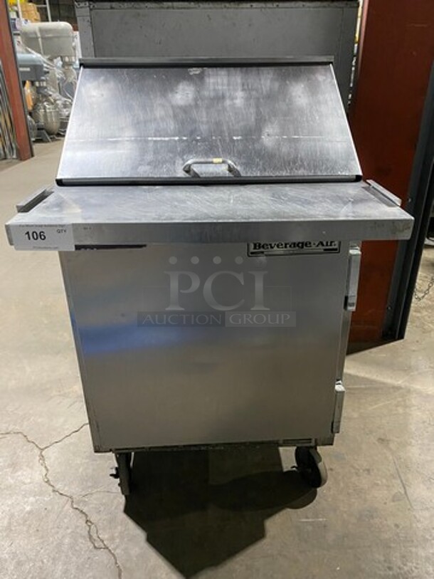 Beverage Air Refrigerated Sandwich Prep Table! With Single Door Storage Space Underneath! All Stainless Steel! Model SUR2712M Serial 4407841! 115V 1 Phase! On Casters! - Image 1 of 9