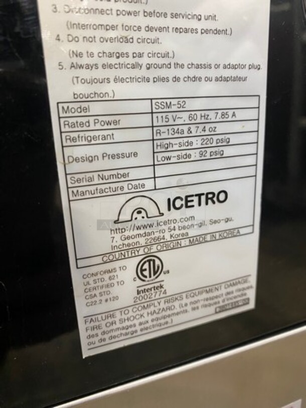 Icetro Commercial Countertop 2 Flavor Slushie/ Frozen Beverage Dispenser! Stainless Steel body! On Small Legs! Model: SSM52 115V - Image 9 of 10