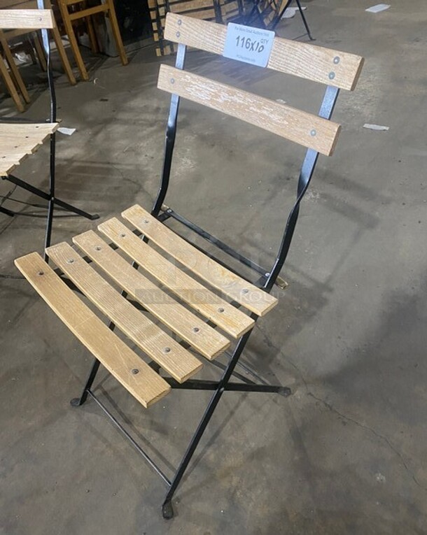Metal Folding Chairs w/ Wooden Planks! 8X YOUR BID! - Image 2 of 5