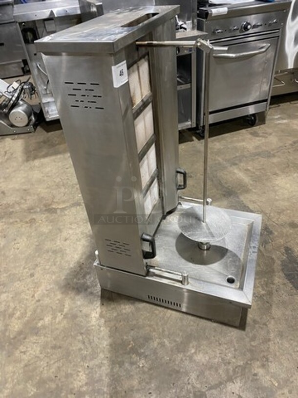 Attias Natural Gas Powered Countertop 4 Burner Gyro Machine! All Stainless Steel! On Small Legs! Model: GRY-4 SN: 061955 - Image 2 of 10