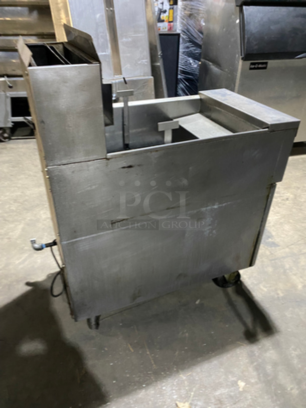 Dean Commercial Natural Gas Powered Deep Fat Fryer! With Backsplash! With Oil Filter System! All Stainless Steel! On Casters! Model: CFSMC160GN SN: 1012XQ0001 - Image 4 of 8