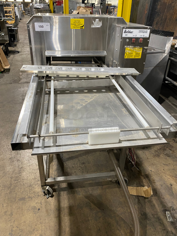 Belshaw Adamatic Thermoglaze Floor Style Donut Glazing Machine! With Glazing Tables! All Stainless Steel! On Casters! Model: TG50 SN: 13060164 208V 60HZ 1 Phase