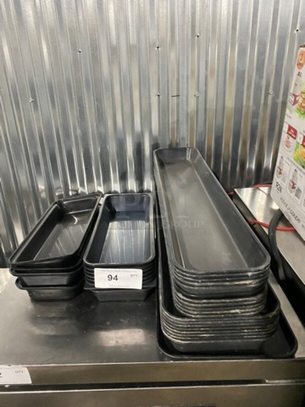 ALL ONE MONEY! Market Tray Assorted Size Black Poly Food Display Trays! - Image 1 of 6