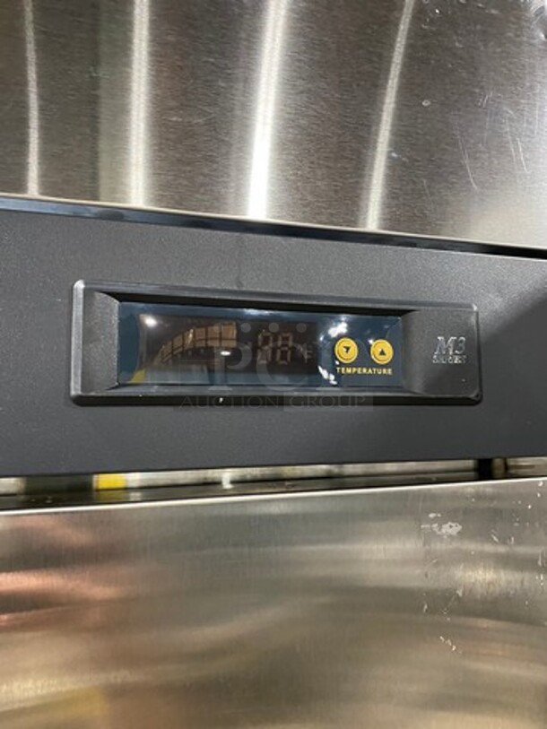 COOL! Turbo Air Commercial 3 Door Reach In Cooler! Poly Coated Racks! All Stainless Steel! On Casters! Model:M3F723 SN: M3F7L85018 115/208/230V 60HZ 1 Phase! Working When Removed! - Image 9 of 10