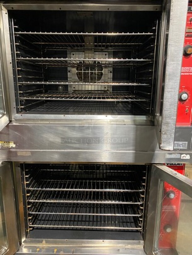 Vulcan Commercial Natural Gas Powered Double Deck Convection Oven! With View Through Door! Metal Oven Racks! All Stainless Steel! On Legs! 2x Your Bid Makes One Unit! WORKING WHEN REMOVED! Model: VC4GD64 SN: 481582088 - Image 12 of 12