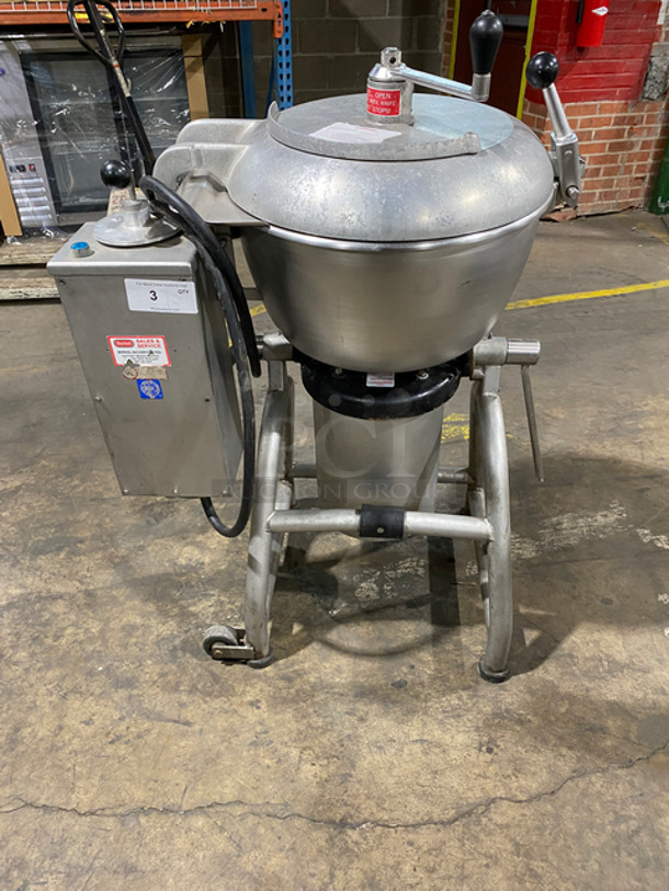 West Glen Commercial Vertical Cutter/Mixer/Mincer! All Stainless Steel! On Legs! WORKING WHEN REMOVED! Model: WGM445 208V 60HZ 3 Phase