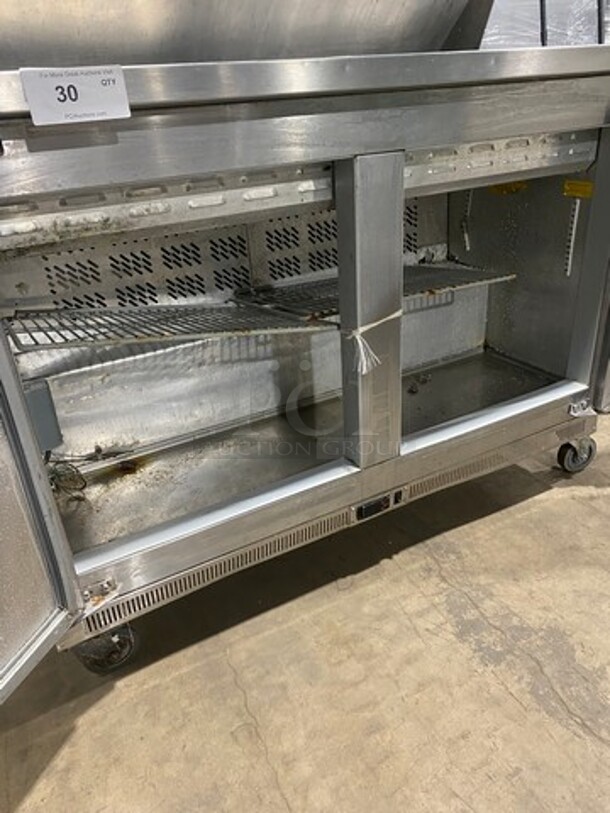 Migali Commercial Refrigerated Mega Top Sandwich Prep Table! With 2 Door Storage Space Underneath! Poly Coated Racks! All Stainless Steel! On Casters! Model: G3SP4812 SN: 10120088M 115V 60HZ 1 Phase - Image 5 of 9