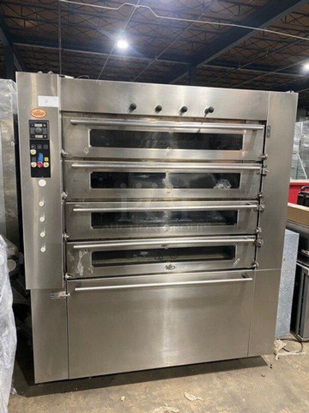 AMAZING! All Stainless Steel Commercial Natural Gas Powered 4 Deck Baking Oven! Model: MTO25 SN: 37124118