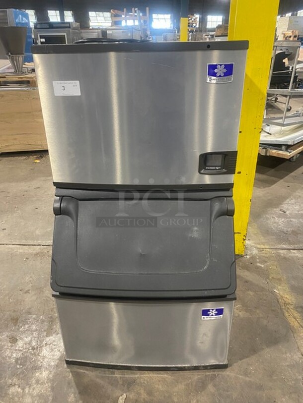 Nice! Late Model! 2019 Manitowoc Commercial AIR COOLED Ice Maker! On Ice Bin! All Stainless Steel! 115V 1 Phase! Model IYT0450A161 Serial 1120525005!  - Image 1 of 9