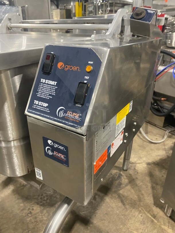 WOW! Groen Natural Gas Powered ECLIPSE SERIES Tilted Braising Pan/Tilt Skillet! All Stainless Steel! Thermostatic Controlled! On Legs! Model: BPM-40G SN: J134425-1-1! - Image 7 of 10
