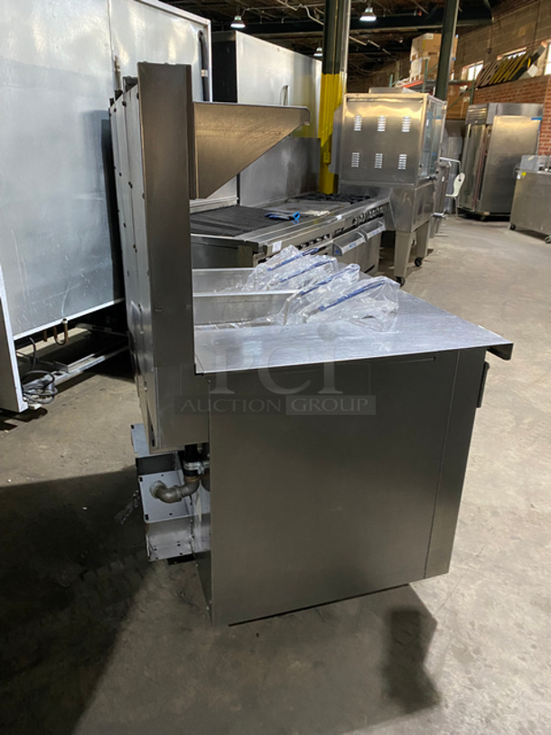 Southbend Commercial Natural Gas Powered 2 Bay Deep Fat Fryer! With Raised Back Splash And Small Salamander Shelf! With 4 New Frying Baskets! All Stainless Steel! On Casters! - Image 3 of 11