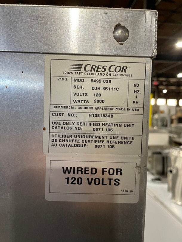 Great! Cres Cor Commercial Insulated Food Warmer/Proofing Cabinet! With 2 Door Access! On Casters! 120V 1 Phase! Model: 5495 039 SN: DJH-K5111C! - Image 8 of 10