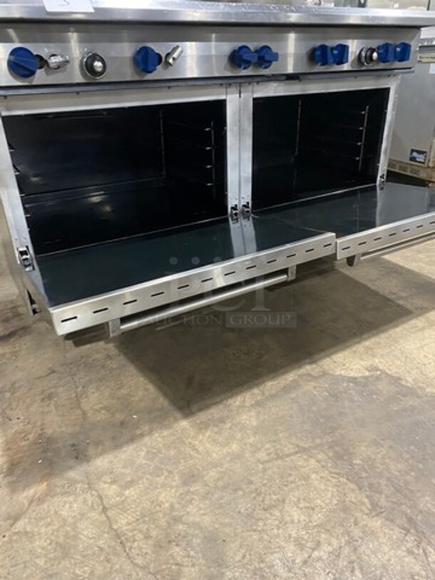 Commercial Natural Gas Powered 10 Burner Stove! With Raised Back Splash! With 2 Full Size Oven Underneath! All Stainless Steel! - Image 7 of 11