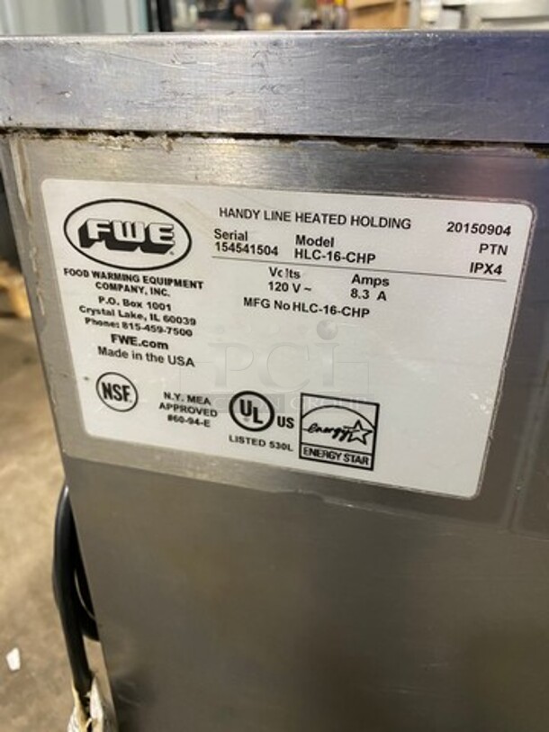 FWE Commercial 2 Door Food Warming/Holding Cabinet! All Stainless Steel! On Casters! Model: HLC16CHP SN: 154541504! 120V! - Image 5 of 9