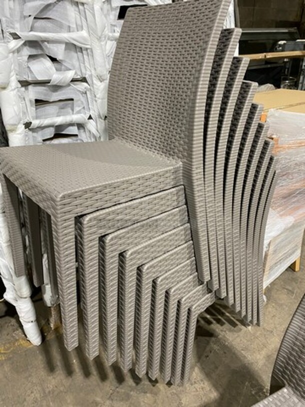 Brand New! Starlux Heavy Duty Poly Outdoor Wicker Style Dining Chairs! Suitable For Indoor/Outdoor Use!  5 X Your Bid!
 - Image 6 of 8
