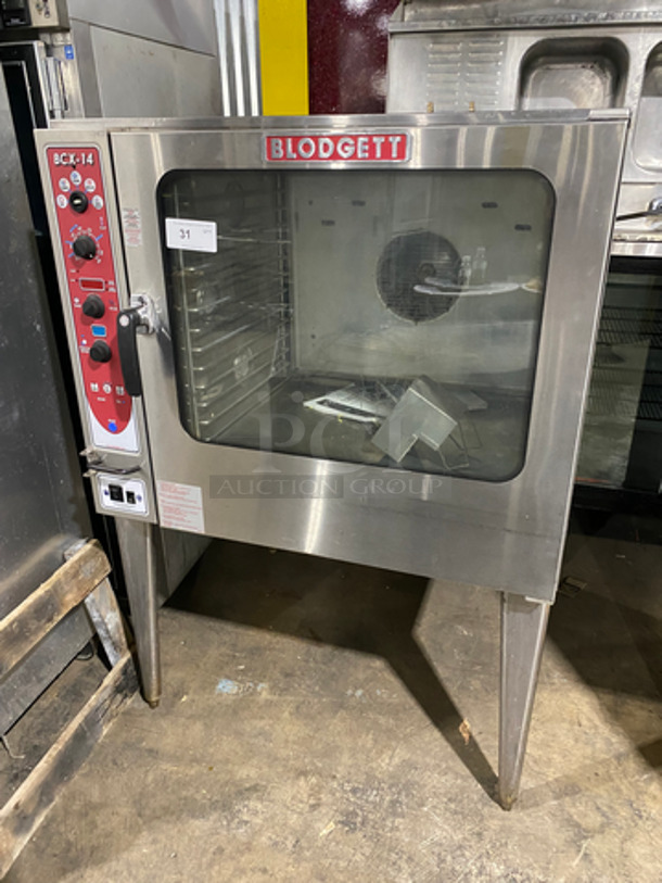 NICE! Blodgett Commercial Natural Gas Powered Convection Oven! With View Through Door! Metal Oven Racks! All Stainless Steel! On Legs! Model: BCX14G/AA SN: 080111JU060S
