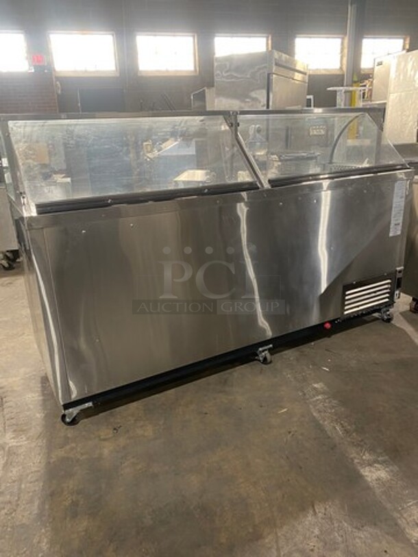 NICE! LATE MODEL! 2017 Nelson Commercial Refrigerated 16 Flavor Ice Cream Dipping Cabinet/ Display Case! With Curved Front Glass! With 2 Flip Open Rear Access Doors! Stainless Steel Body! On Casters! WORKING WHEN REMOVED! Model: 16DIPHVSE SN: N1818106 115V 60HZ 1 Phase - Image 4 of 8
