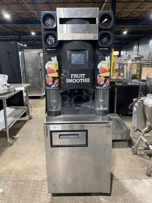 AMAZING! Manitowoc Multiplex Smoothie Workstation! On Single Door Undercounter Cooler! With Poly Bins! All Stainless Steel! On Casters! Model: MB81 SN: 1701150000857 115V 60HZ 1 Phase - Image 1 of 11