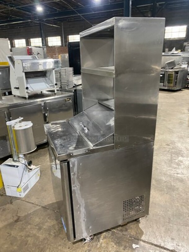Turbo Air Refrigerated Salad Bar Island! With Double Over Head Shelf Storage! Single Door Storage Space Underneath! All Stainless Steel! On Casters! Model: MST28 115V - Image 3 of 9