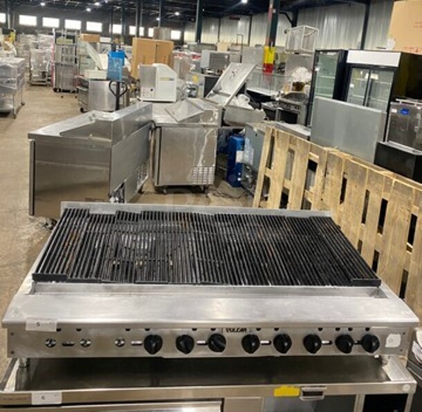 SWEET! Vulcan Commercial Countertop Natural Gas Powered Char Broiler Grill! Stainless Steel Body! On Small Legs! - Image 1 of 9