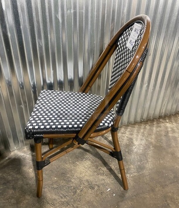 NEW! Synthetic Outdoor Commercial Aluminum Black Wicker/Bamboo Chair! 2x Your Bid! - Image 4 of 7