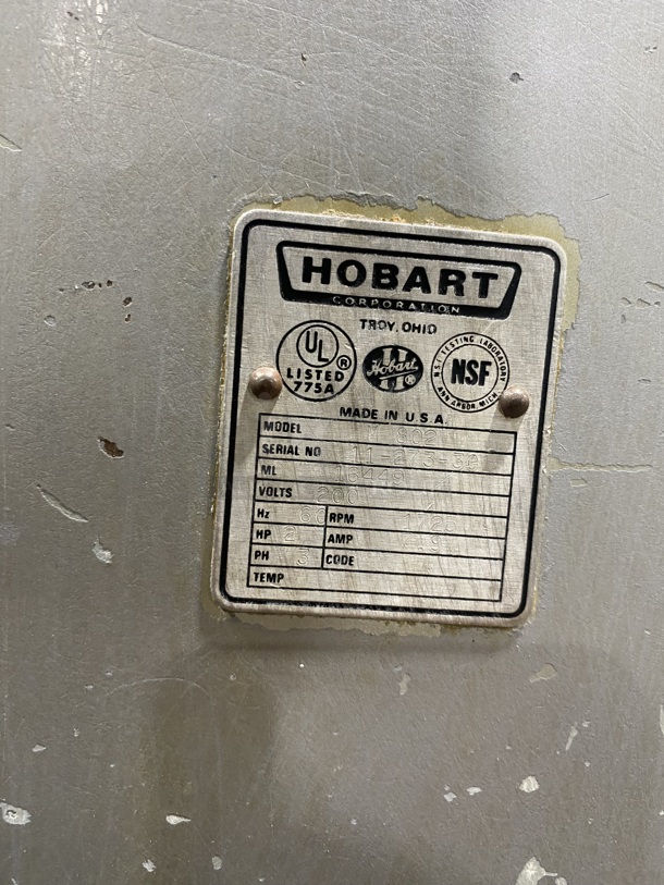 HOBART Metal Commercial Floor Style 80 Quart Planetary Dough Mixer w/ Metal Mixing Bowl! Model M802! Serial 11-273-301 200V/60Hz/3 Phase - Image 7 of 8