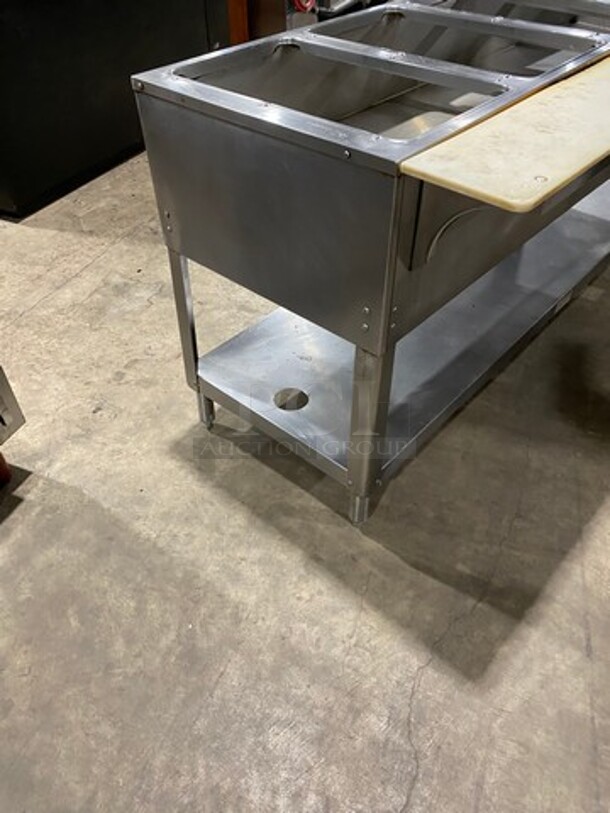 Commercial Natural Gas Powered 5 Well Steam Table! With Commercial Cutting Board! With Storage Space Underneath! All Stainless Steel! On Legs! - Image 4 of 8
