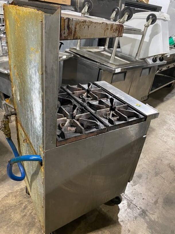 Imperial Commercial Natural Gas Powered 4 Burner Stove! With Raised Back Splash And Salamander Shelf! With Oven Underneath! All Stainless Steel! On Casters! WORKING WHEN REMOVED! Model: IR4 SN: 03273711 - Image 4 of 10