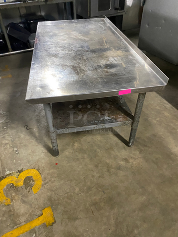 Solid Stainless Steel Work Top/ Prep Table! With Back Splash! With Storage Space Underneath! On Legs! - Image 2 of 6