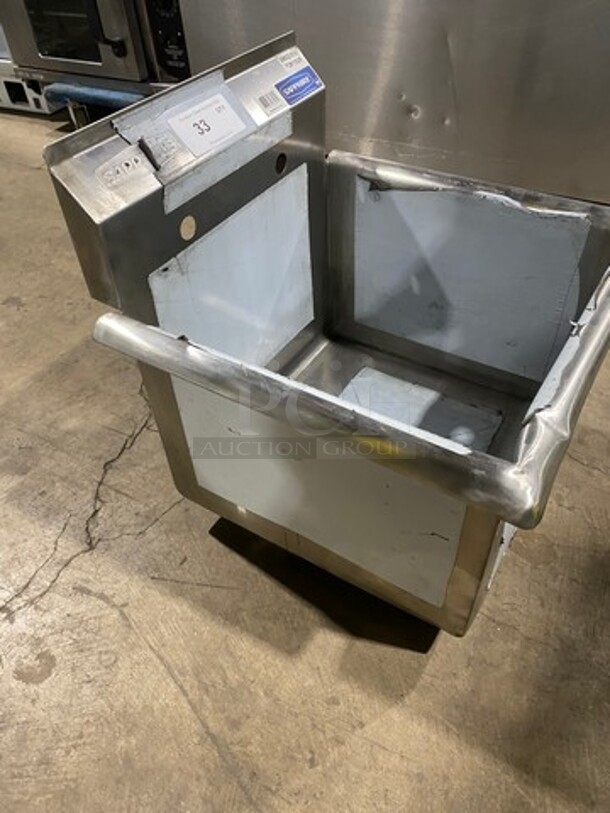 NEW! SCRATCH-N-DENT! Sapphire Single Compartment Prep Sink! With Back Splash! All Stainless Steel! With Legs! Model: SMSQ1818 - Image 2 of 8