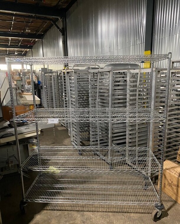 Stainless Steel Wire Rack Shelves! On Casters! - Image 1 of 5