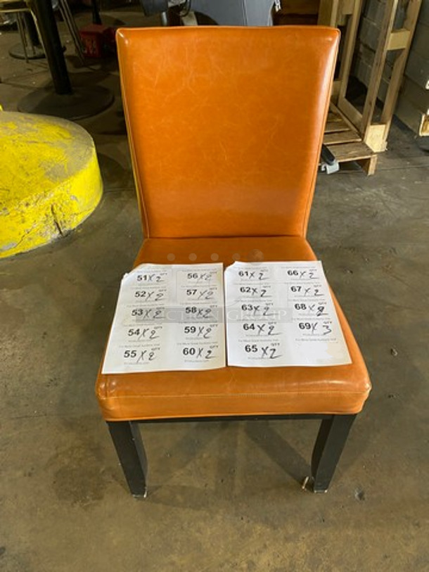 NICE! Orange Cushioned Chair! With Black Wooden Legs! 3x Your Bid - Image 1 of 9