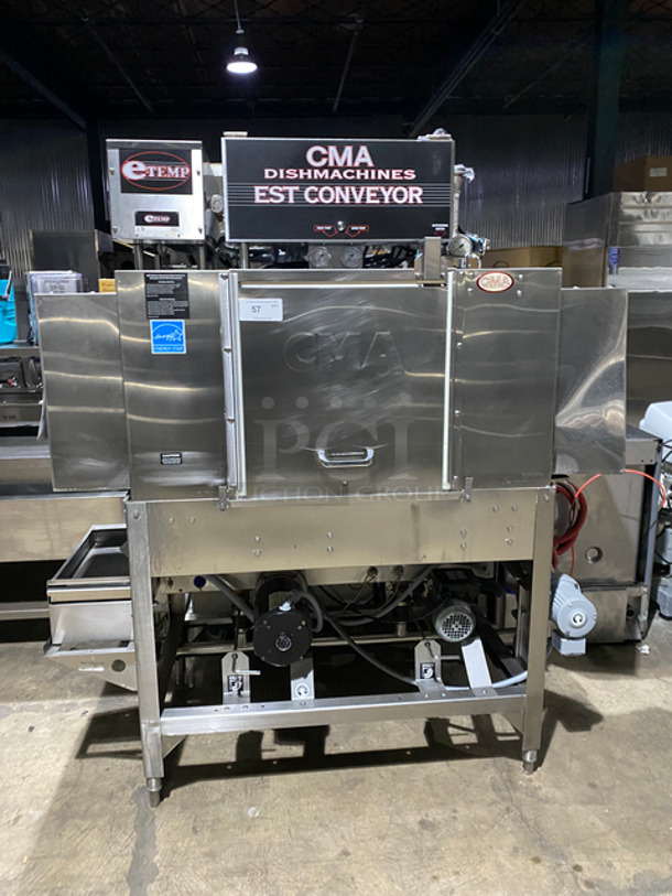 SWEET! CMA Commercial Conveyor Pass Through Dishwasher! All Stainless Steel! On Legs! Model: ETEMP SN: 222621 208/240V 3 Phase