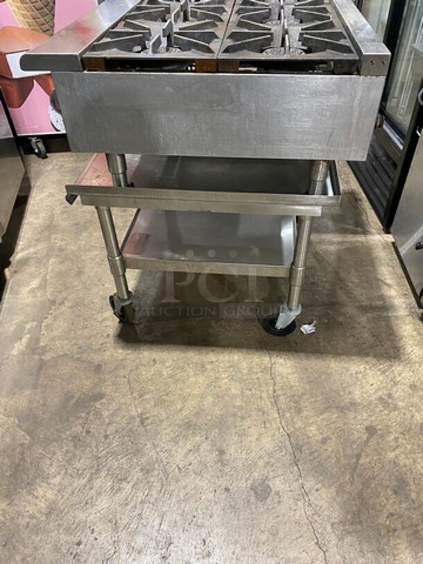 APW Wyott Commercial Countertop Natural Gas Powered 6 Burner Range! On Legs! On Equipment Stand! With Storage Space Underneath! All Stainless Steel! On Casters! - Image 3 of 9