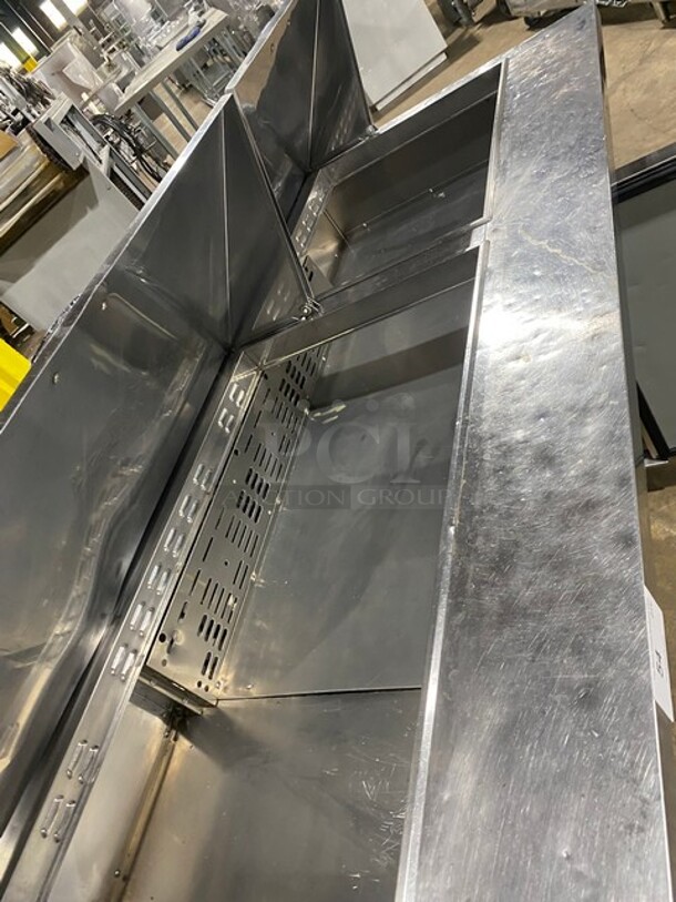 Turbo Air Commercial Refrigerated Mega Top Sandwich Prep Table! With 3 Door Storage Space Underneath! Poly Coated Racks! All Stainless Steel! On Casters! Model: MST7230 SN: 30MM7T611061 115V  - Image 7 of 9