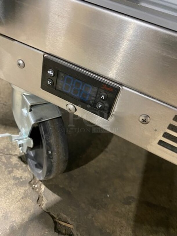 SWEET! NEW! OUT OF THE BOX! Beverage Air Commercial 2 Door Lowboy/Worktop Cooler! With Poly Coated Racks! All Stainless Steel! On Casters! Model: UCR34HC SN: 13402181 115V 60HZ 1 Phase - Image 8 of 9