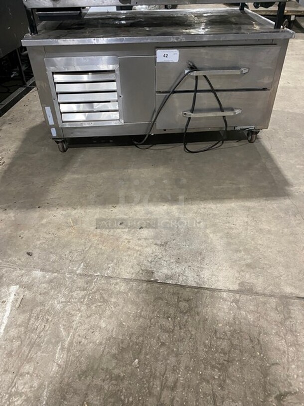 Nice! LEADER Stainless Steel Commercial 2 Drawer Chef Base on Commercial Casters! MODEL:LB48 S/C SN: PU05M0037C 115V - Image 1 of 8