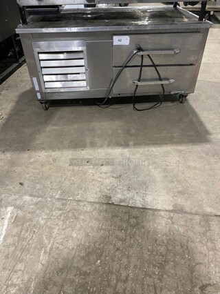 Nice! LEADER Stainless Steel Commercial 2 Drawer Chef Base on Commercial Casters! MODEL:LB48 S/C SN: PU05M0037C 115V