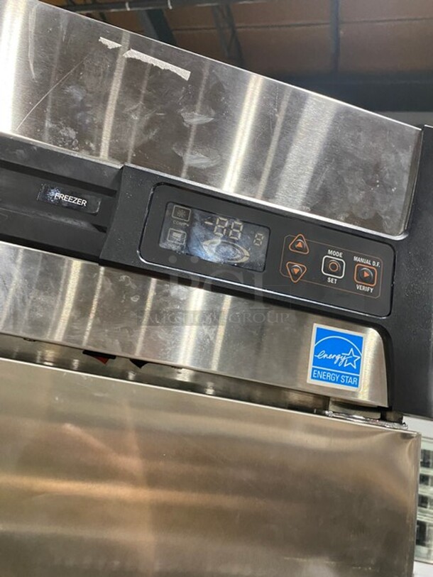 Master Bilt Commercial 2 Door Reach In Freezer! With Poly Coated Racks! All Stainless Steel! On Casters! MODEL F49S SN: 15020098 115V 1PH - Image 9 of 10
