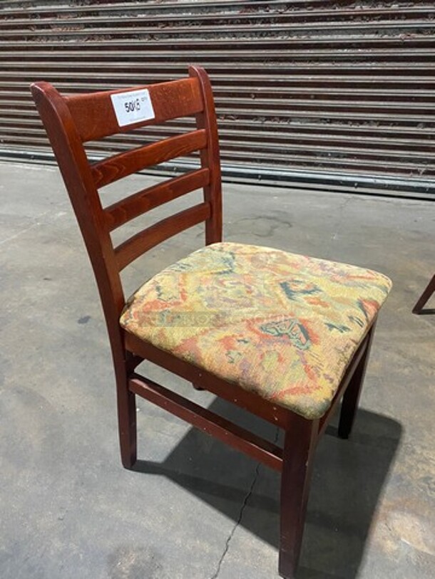 Multi Pattern Cushioned Chairs! With Brown Wooden Body! 8x Your Bid! - Image 2 of 5