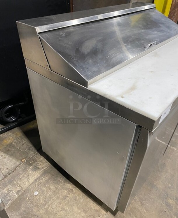Continental Commercial Refrigerated Sandwich Prep Table! With 2 Door Storage Space Underneath! All Stainless Steel! On Casters! With Commercial Cutting Board! MODEL SW4812 SN: 14866581 115V 1PH - Image 3 of 9