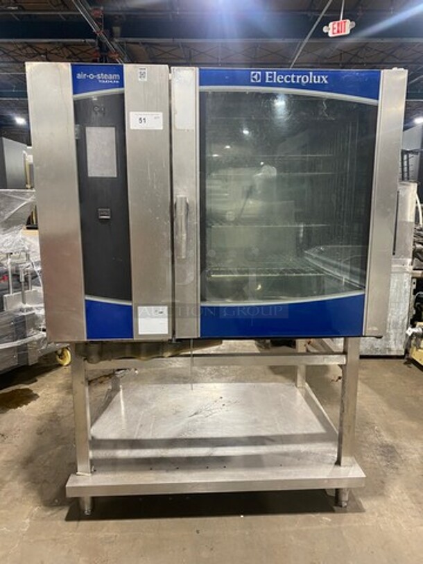 WOW! Electrolux Air-O-Steam Natural Gas Touch Line Combi Convection Oven! With View Through Door! Metal Oven Racks! With Open Underneath Storage Space! All Stainless Steel! On Legs! Model: AOS102GTP1 SN: 20404001