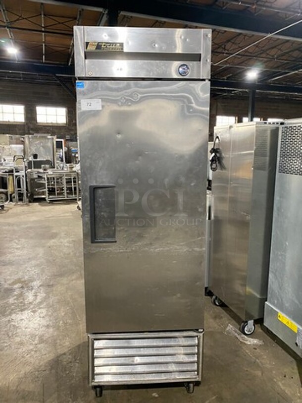 True Commercial Single Door Reach-In Freezer! With Poly Coated Racks! Solid Stainless Steel! On Casters! Model: T23F SN: 7786260 115V 60HZ 1 Phase