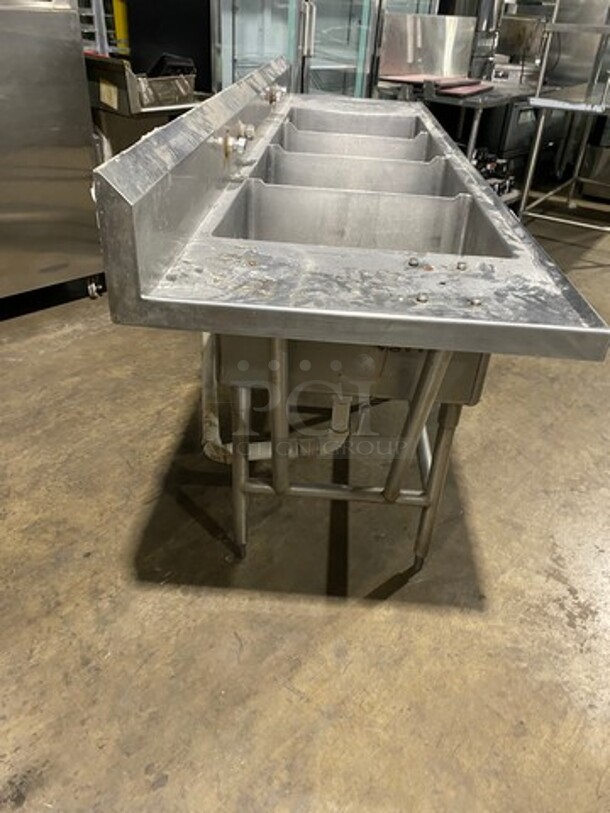 Southern Heavy Duty 4 Compartment Stainless Commercial 4 Compartment Dish Washing Sink! With Dual Side Drain Board! With Back Splash! All Stainless Steel! On Legs! - Image 3 of 10