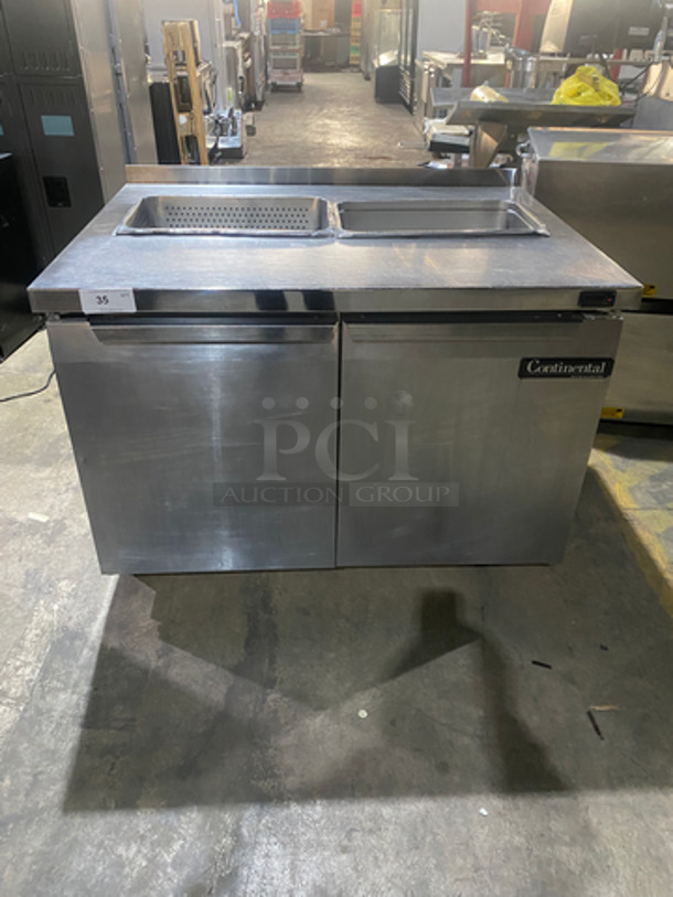 Continental Commercial Refrigerated Sandwich Prep Table! With 2 Door Underneath Storage Space! All Stainless Steel! On Casters! Model: SW4812 SN: 15712812 115V 60HZ 1 Phase