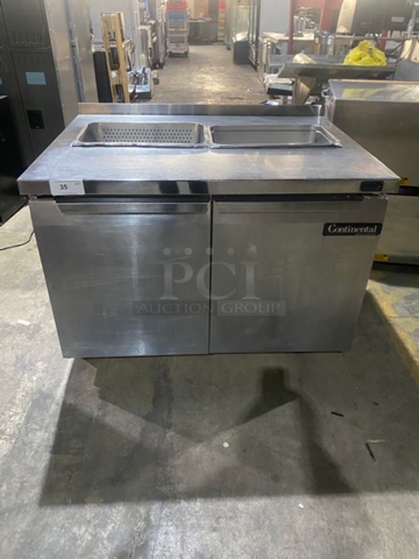Continental Commercial Refrigerated Sandwich Prep Table! With 2 Door Underneath Storage Space! All Stainless Steel! On Casters! Model: SW4812 SN: 15712812 115V 60HZ 1 Phase - Image 1 of 9
