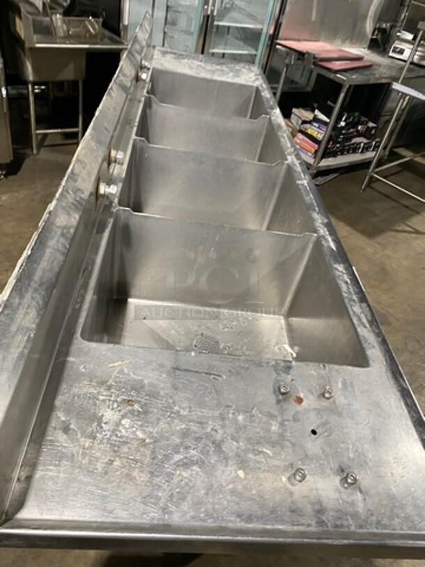 Southern Heavy Duty 4 Compartment Stainless Commercial 4 Compartment Dish Washing Sink! With Dual Side Drain Board! With Back Splash! All Stainless Steel! On Legs! - Image 5 of 10
